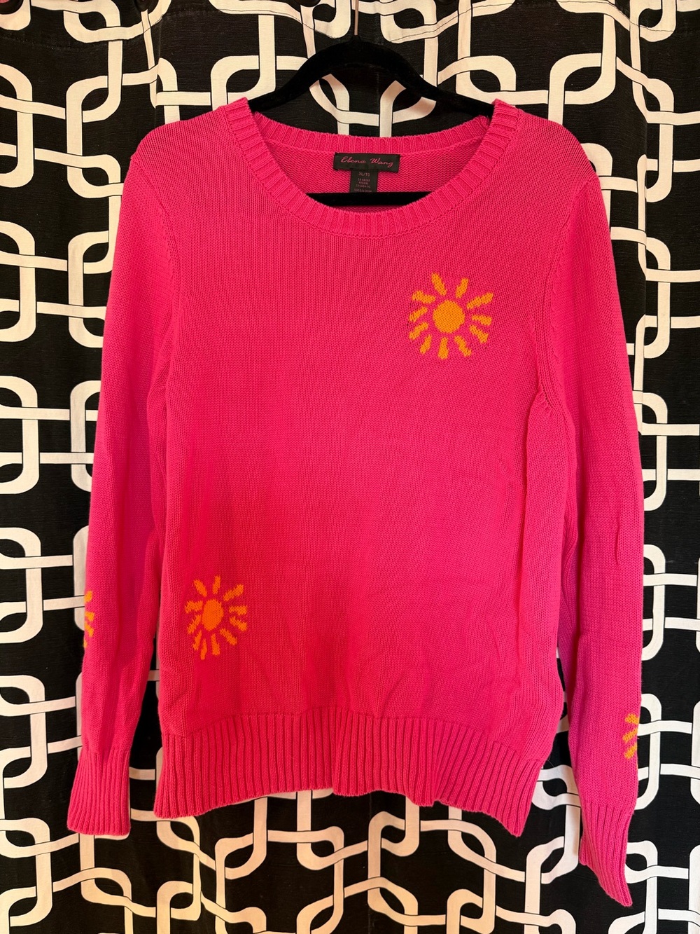 Pink Cotton Sun Motif Sweater